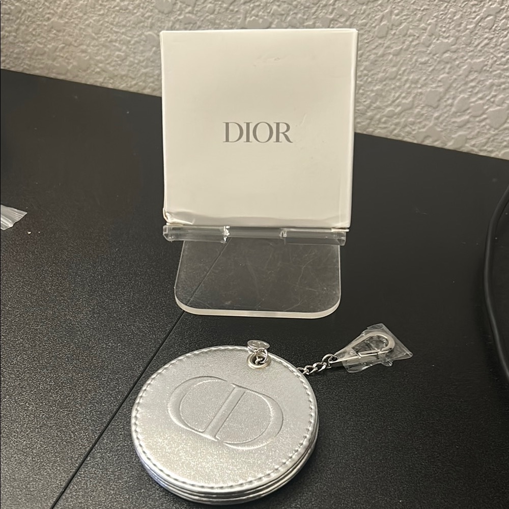 Dior Metallic Silver Round Pouch
